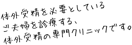 体外受精を必要としているご夫婦を診療する、体外受精の専門クリニックです。